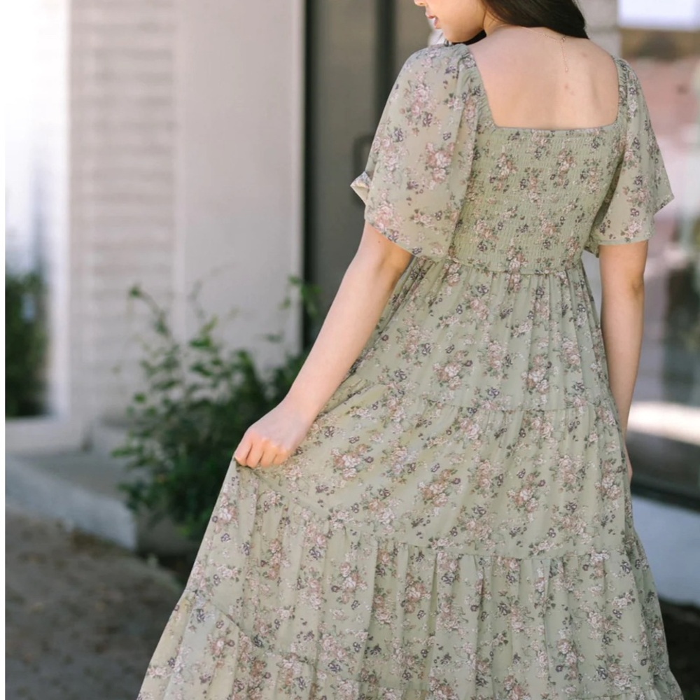 Morning Lavender Chiffon Dress, flower pattern - Picture 4 of 5